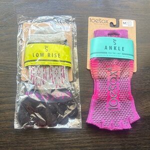 Brand New Bundle of Two ToeSox Pink and Gray Grip Socks Set Pilates Yoga Medium